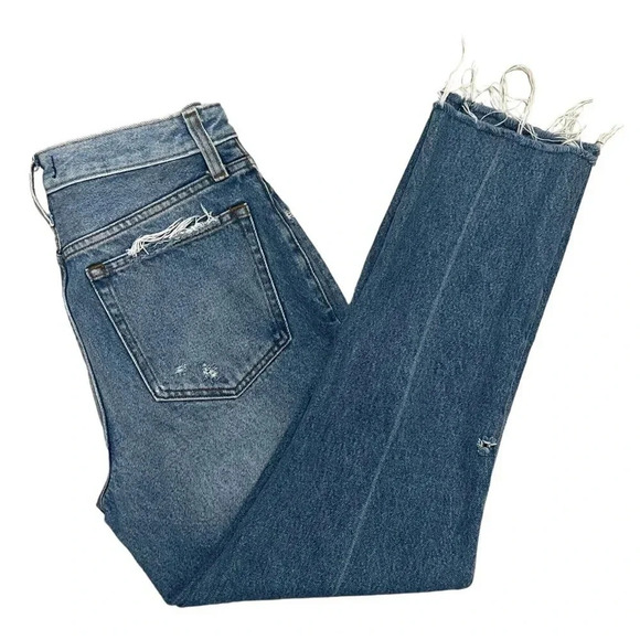 Abercrombie & fitch Mom Jeans High Waisted Distressed Frayed Denim Size 26/2 - Picture 6 of 6